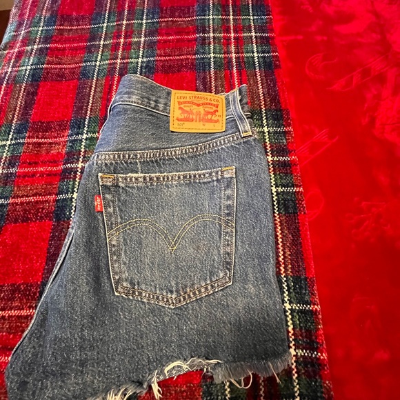 Levi's Blue Distressed Jean Shorts - Picture 5 of 5